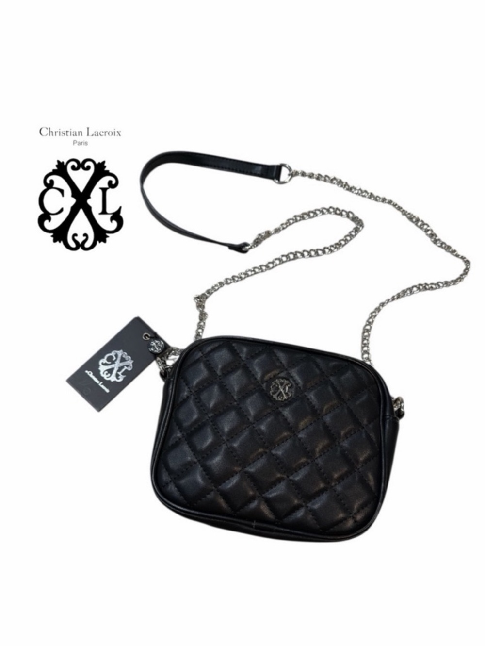 Christian Lacroix Roxanne Black Quilted Crossbody Bag